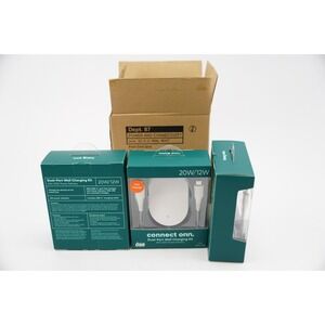 3pc Case Connect Onn Dual Port Power Wall Charging Kit + USB-C Cable White 3ft